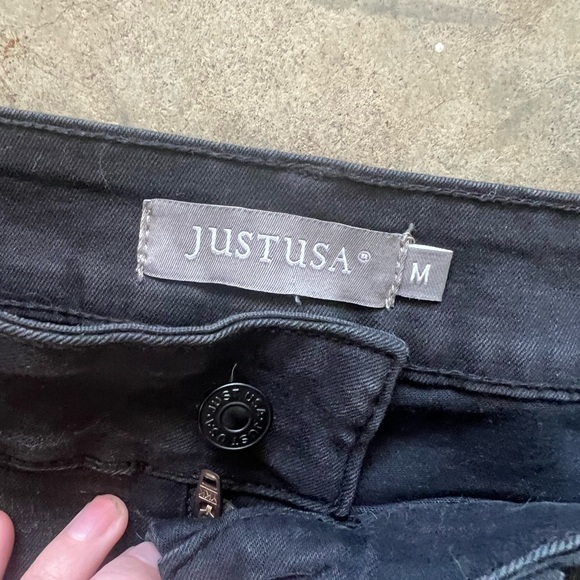 Just USA: Black Distressed Jean Shorts - Picture 3 of 4